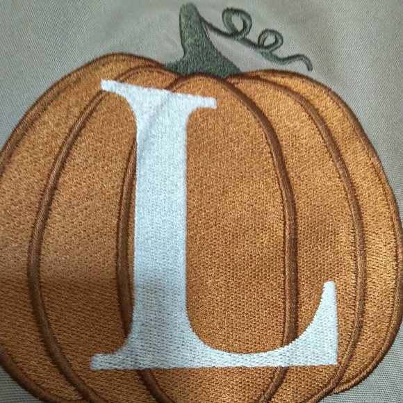 NWT Monogrammed L Ktichen Apron Autumn Pumpkin Tan 30 x 32" neck & waist tie - Picture 2 of 9